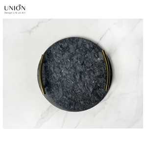 UNION DECO Circular Marble Stone Decorative Tray For Counter
