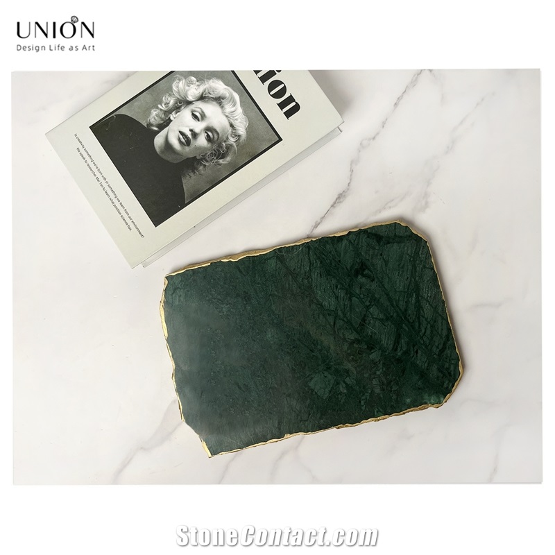 UNION DECO Golden Edges Marble Tray With Best Price