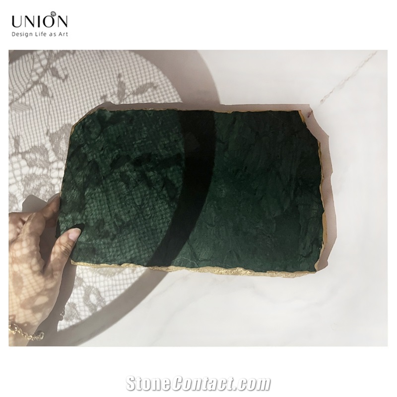 UNION DECO Golden Edges Marble Tray With Best Price