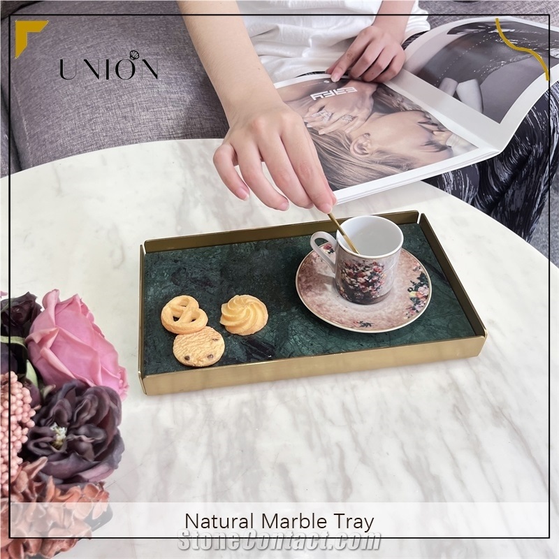 UNION DECO Marble Serving Tray With Hammered Corner
