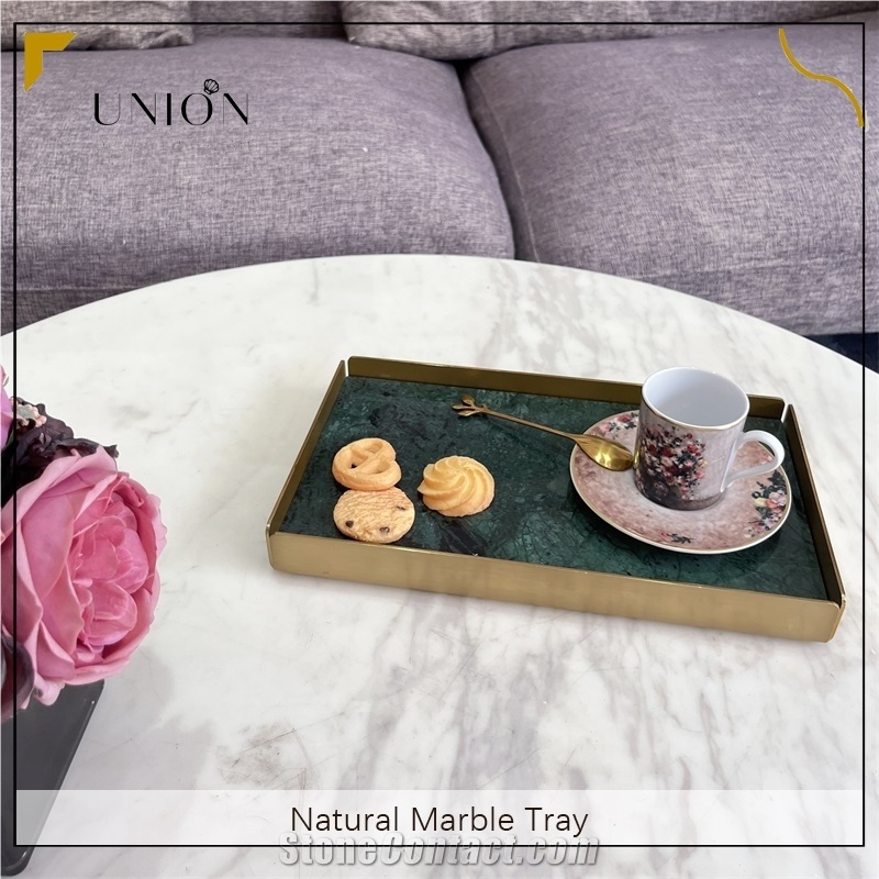 UNION DECO Marble Serving Tray With Hammered Corner