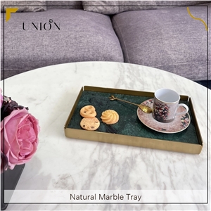UNION DECO Marble Serving Tray With Hammered Corner