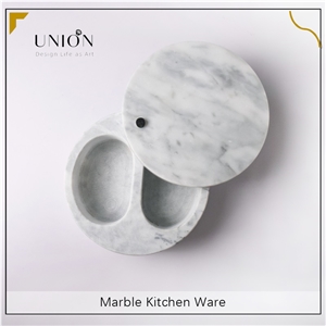 UNION DECO Natural Marble Sersoning Jar For Salt, Sugar