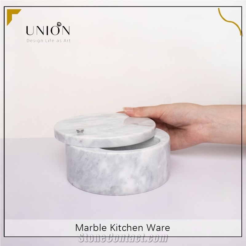 UNION DECO Natural Marble Sersoning Jar For Salt, Sugar