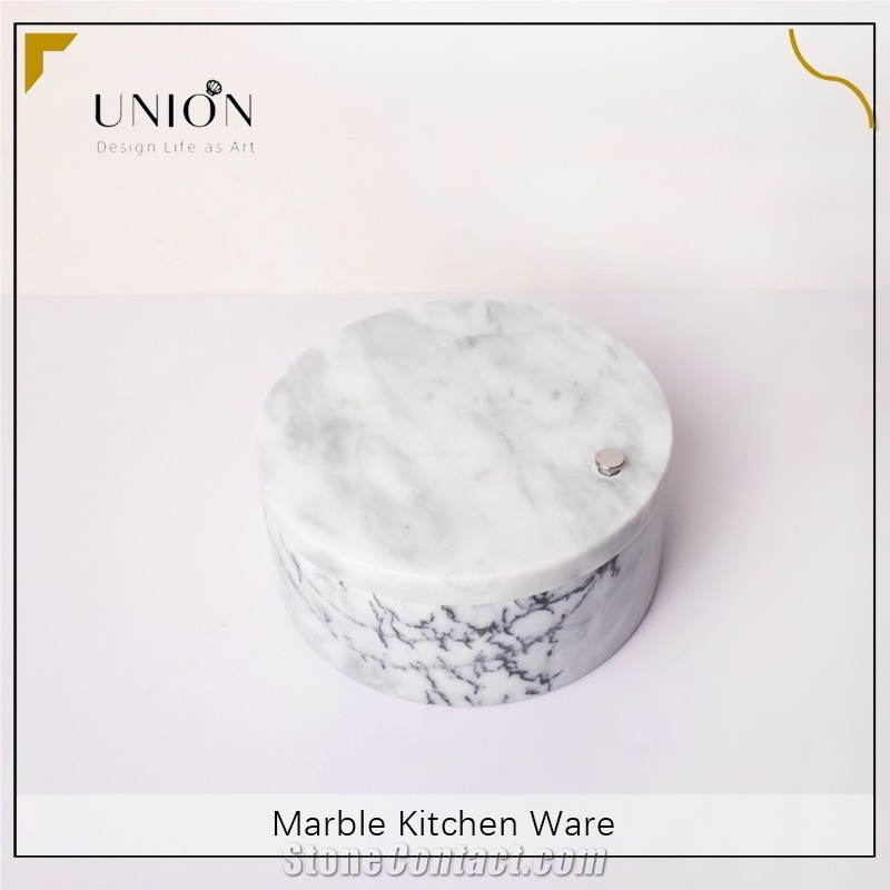 UNION DECO Natural Marble Sersoning Jar For Salt, Sugar