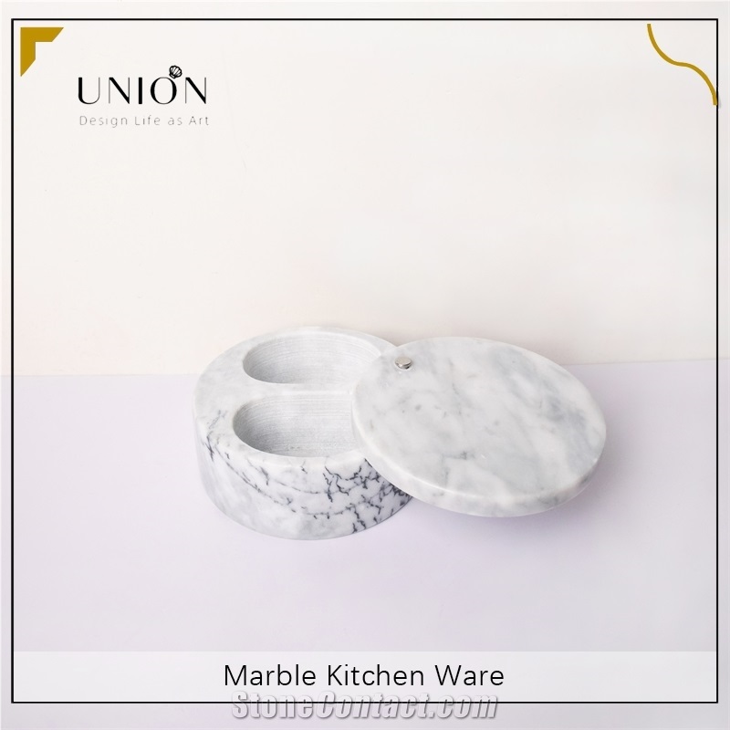 UNION DECO Natural Marble Sersoning Jar For Salt, Sugar