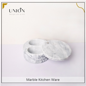 UNION DECO Natural Marble Sersoning Jar For Salt, Sugar