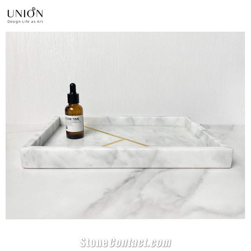 UNION DECO Natural Marble Tray, Trays, Serving Tray