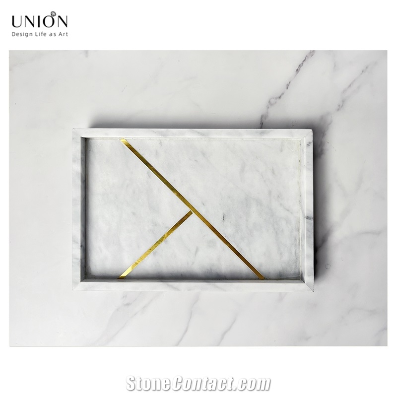 UNION DECO Natural Marble Tray, Trays, Serving Tray
