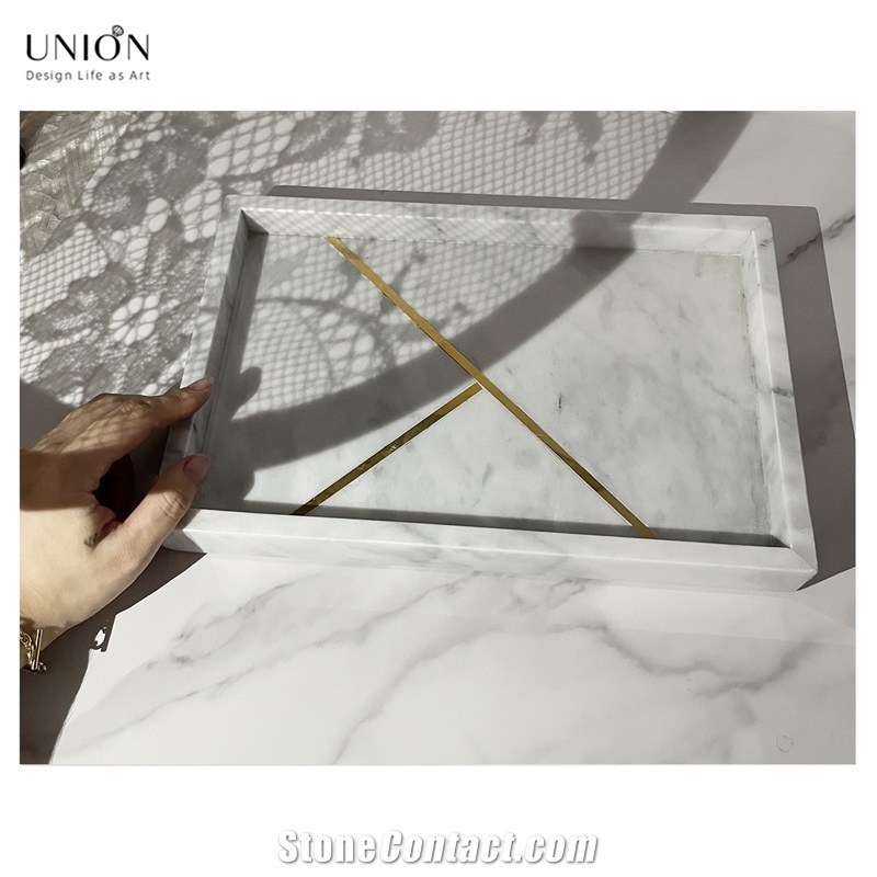 UNION DECO Natural Marble Tray, Trays, Serving Tray