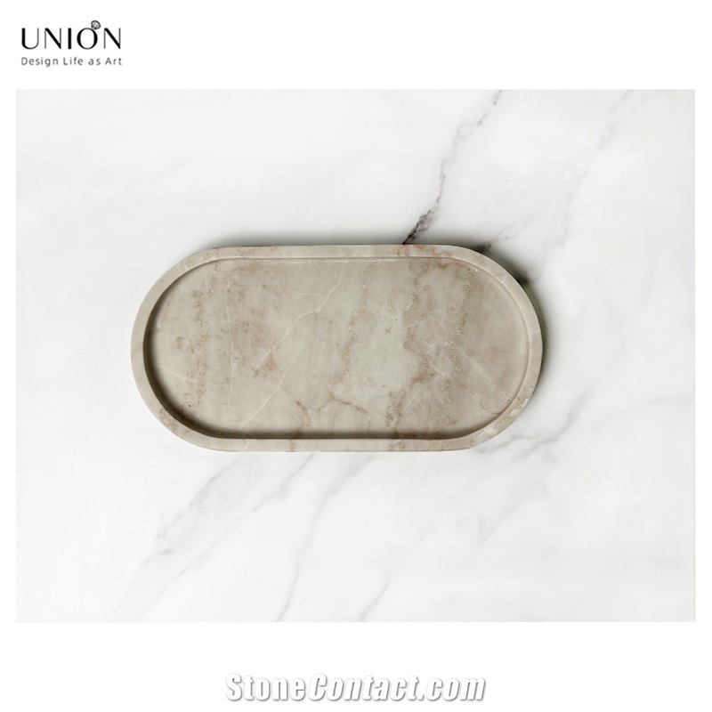 UNION DECO Oval Decorative Tray Vanity Tray For Nightstand