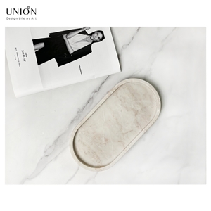 UNION DECO Oval Decorative Tray Vanity Tray For Nightstand