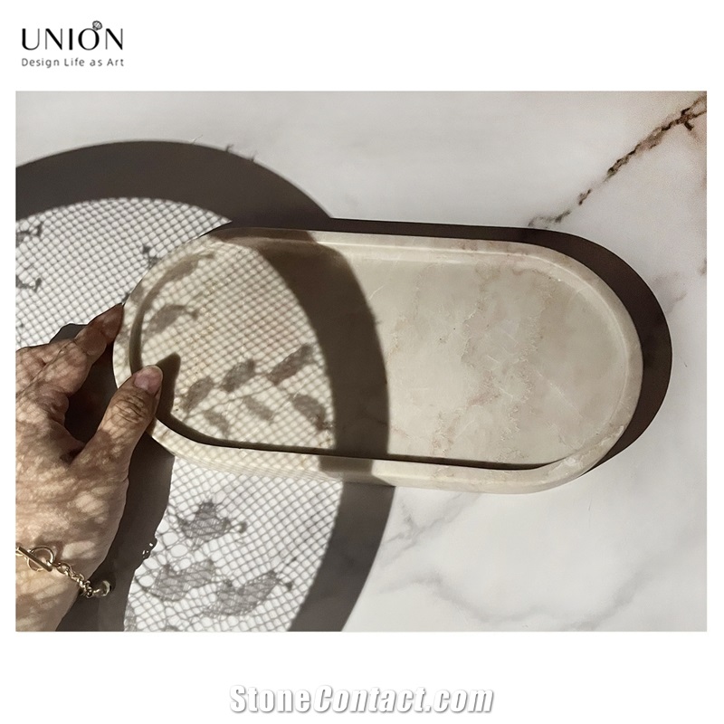 UNION DECO Oval Decorative Tray Vanity Tray For Nightstand