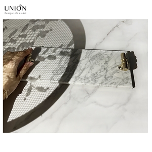 UNION DECO White Tray With Gold Handles Real Marble Tray