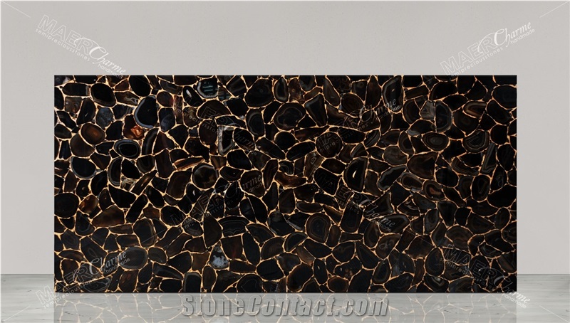 Agate Black Diamond Semiprecious Stone