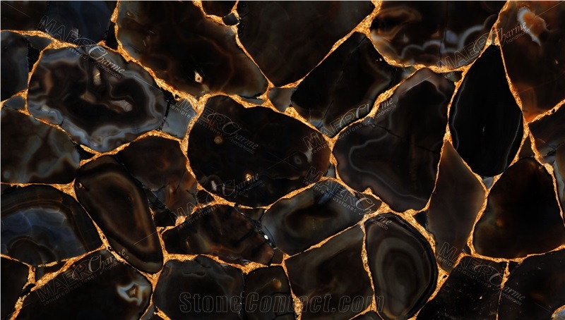 Agate Black Diamond Semiprecious Stone