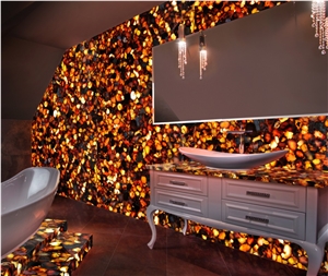 Agate Cezanne Gold Semiprecious Stone Bathroom Design
