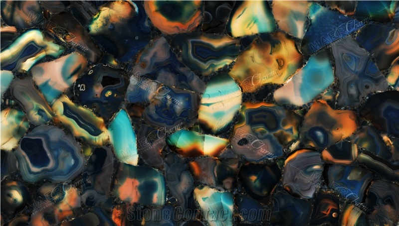 Agate Delta Semiprecious Stone Backlit Panels