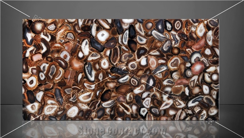 Agate Grey Semiprecious Stone - Backlit