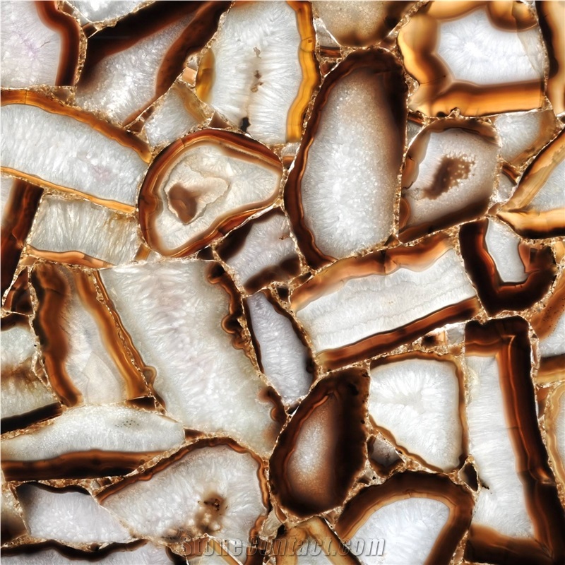 Agate Grey Semiprecious Stone - Backlit