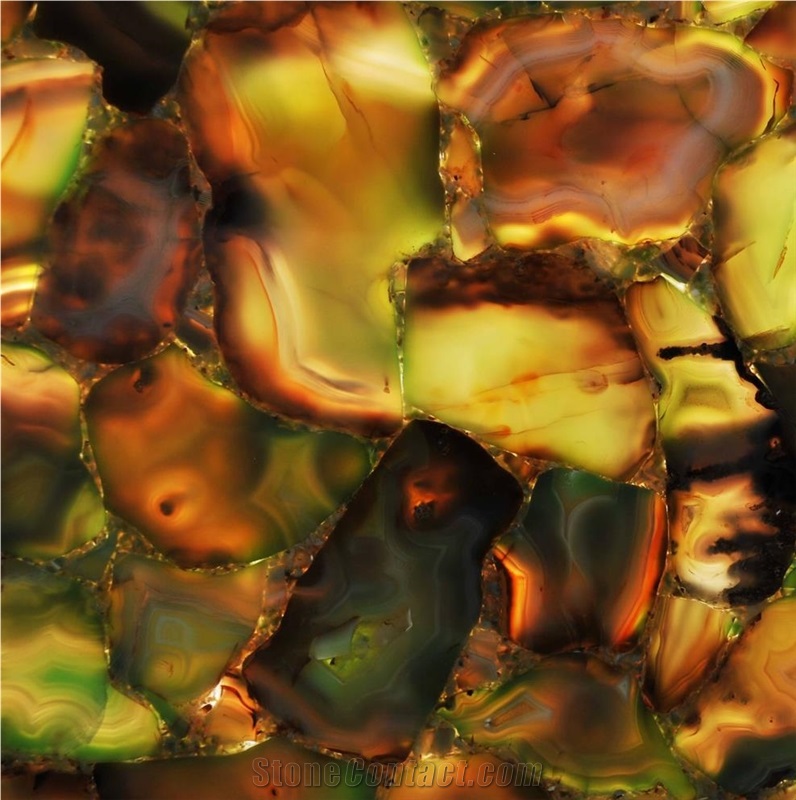 Agate Sabara Semiprecious Stone Backlit Panels