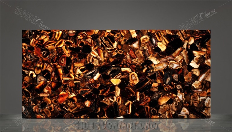 Agate Umbra Semiprecious Stone Backlit Panels