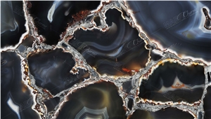 Agatona Natural Crust With Silver Semiprecious Stone
