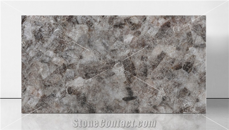 Dark Smoky Quartz Semiprecious Stone Slabs