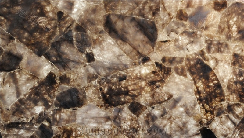 Dark Smoky Quartz Semiprecious Stone Slabs