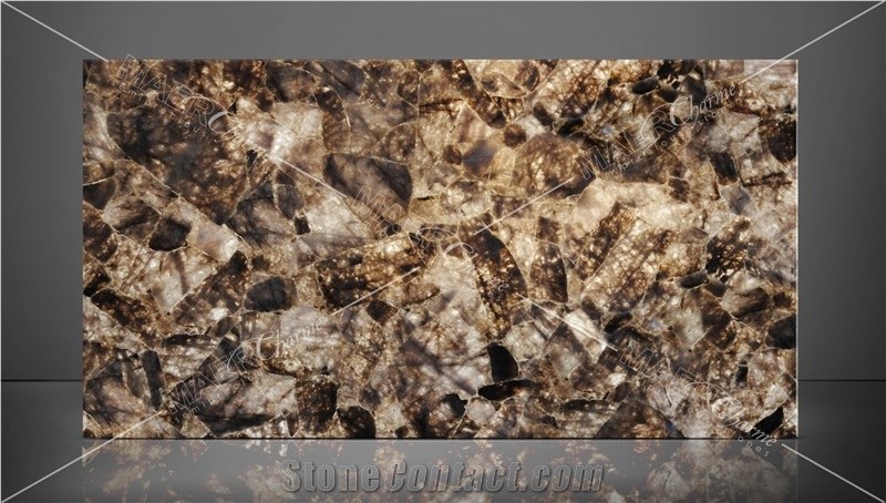 Dark Smoky Quartz Semiprecious Stone Slabs
