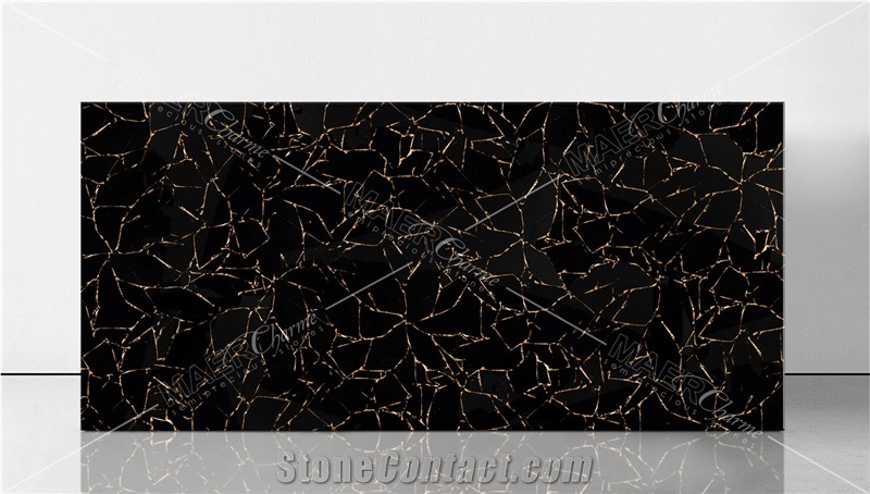 Obsidian Black With Gold Semiprecious Stone