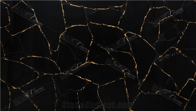 Obsidian Black With Gold Semiprecious Stone
