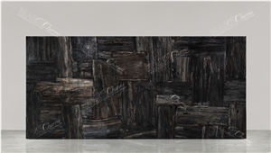 Petrified Wood Black Retro Semiprecious Stone Slabs