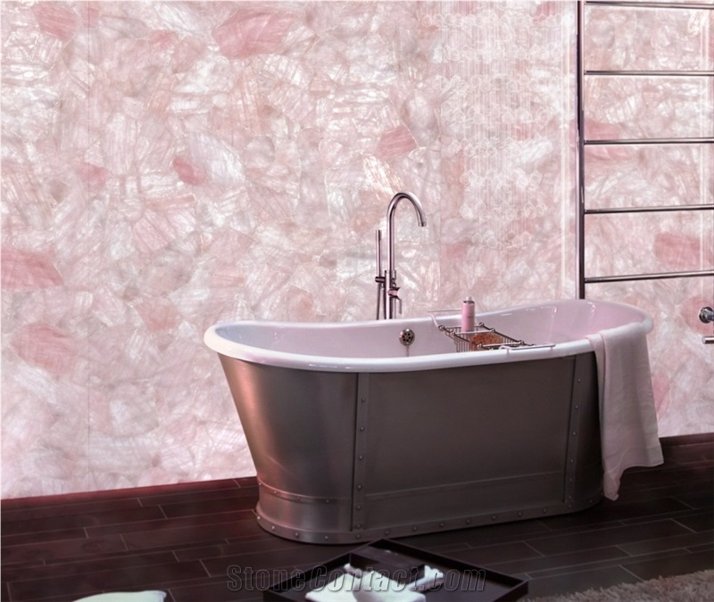 Pink Quartz Semiprecious Stone Slabs