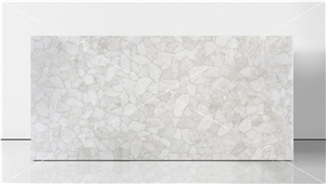 Quartz White Leather Finish Semiprecious Stone