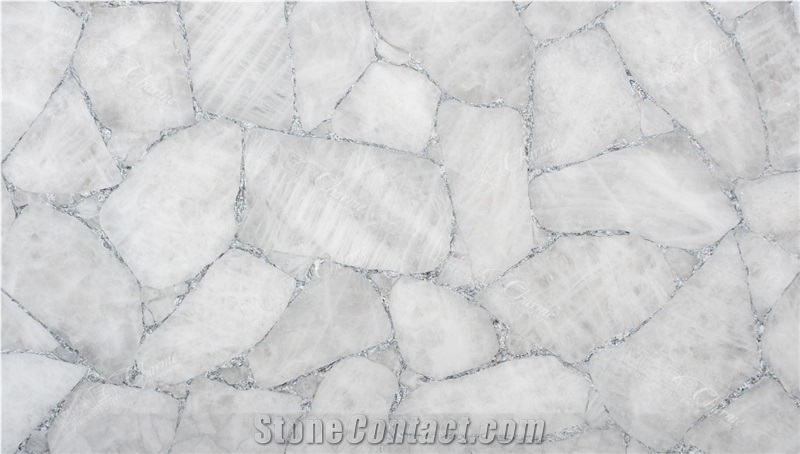 Quartz White With Silver Semiprecious Stone