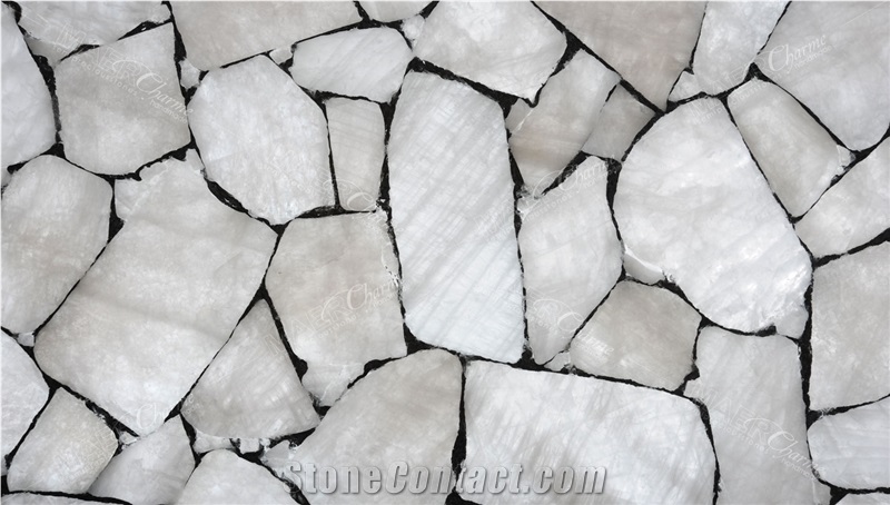 Quartz White With Silver Semiprecious Stone
