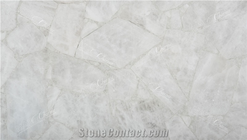 White Quartz Semiprecious Stone Slabs