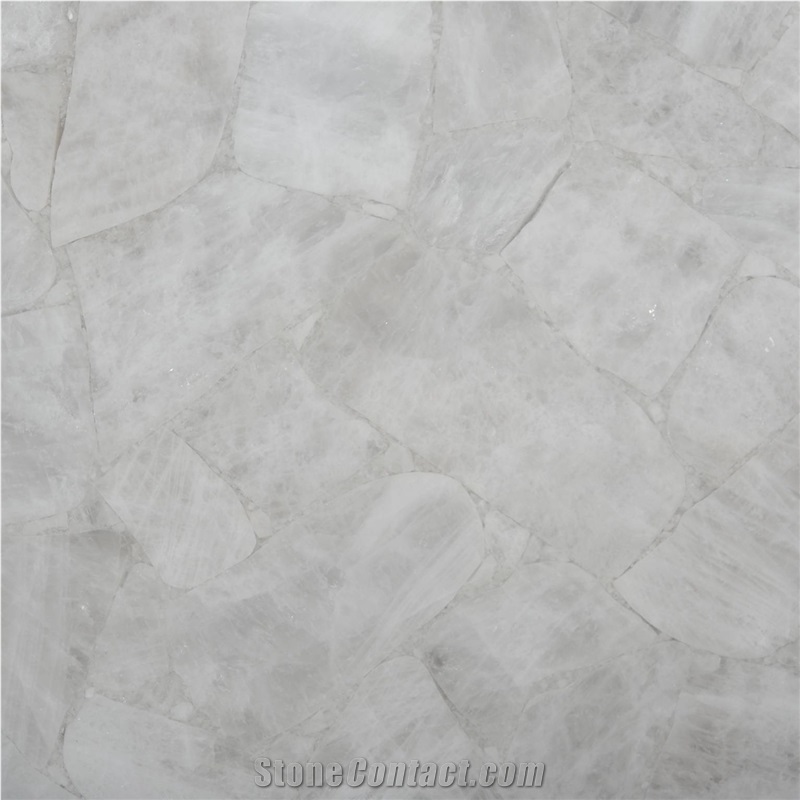 White Quartz Semiprecious Stone Slabs