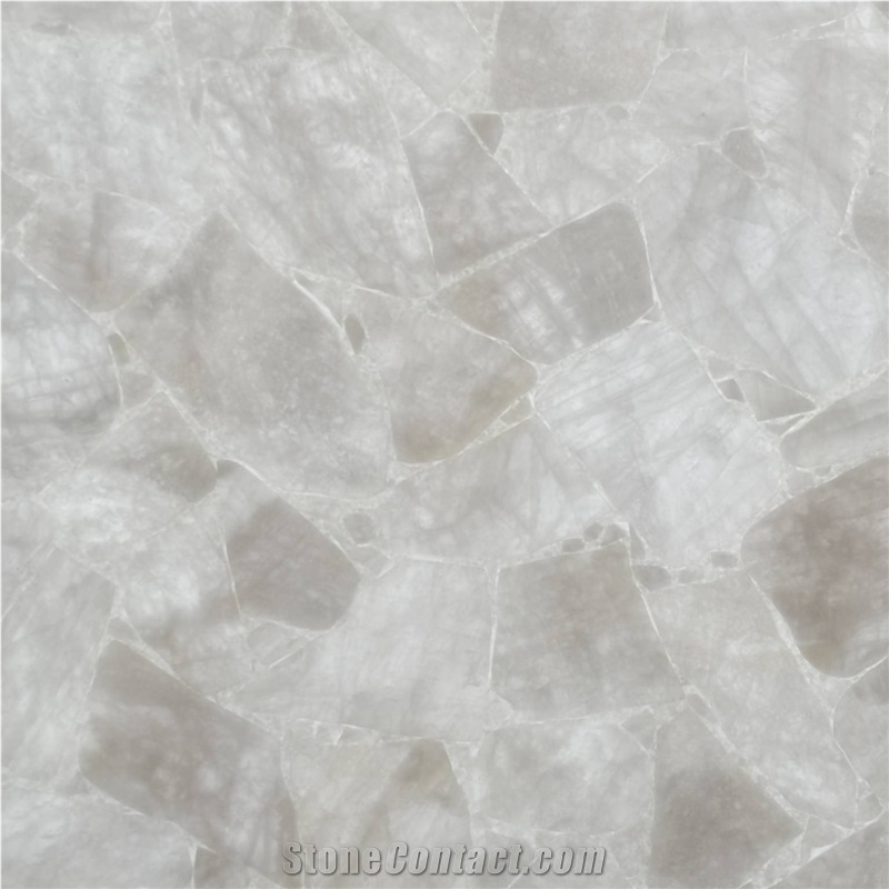 White Quartz Semiprecious Stone Slabs