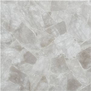 White Quartz Semiprecious Stone Slabs