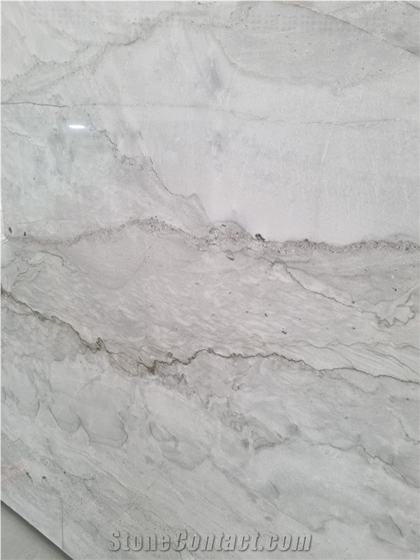 Silver Moon Quartzite Slabs, White Santorini Quartzite