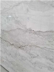 Silver Moon Quartzite Slabs, White Santorini Quartzite