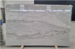 Silver Moon Quartzite Slabs, White Santorini Quartzite