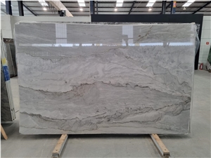 Silver Moon Quartzite Slabs, White Santorini Quartzite