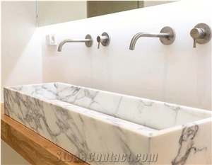 Bianco Carrara White Marble Stone Sinks, Basins