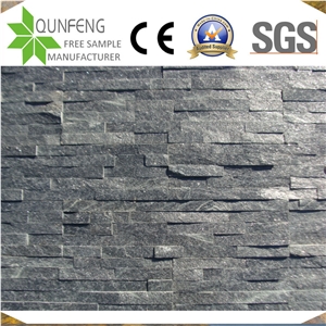 Black Quartzite Stacked Stone Glued Stone Wall Decoration