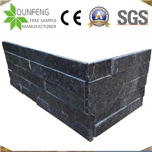 Black Quartzite Stacked Stone Glued Stone Wall Decoration
