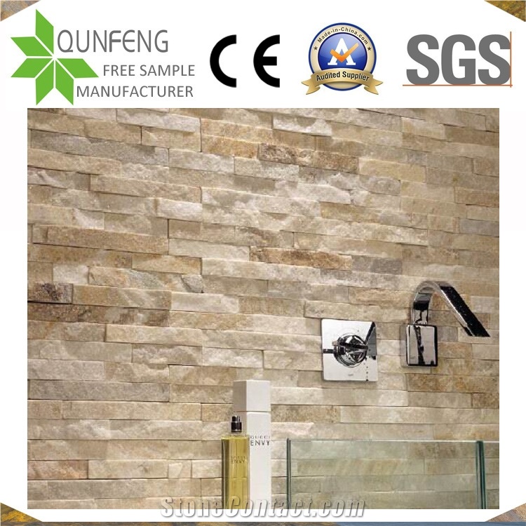 China Beige Culture Stone Quartzite Wall Cladding Panels