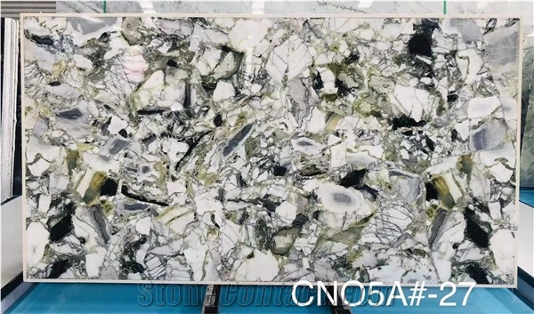 Natural Stone Ice Jade Marble Tiles  For Villa Decoration